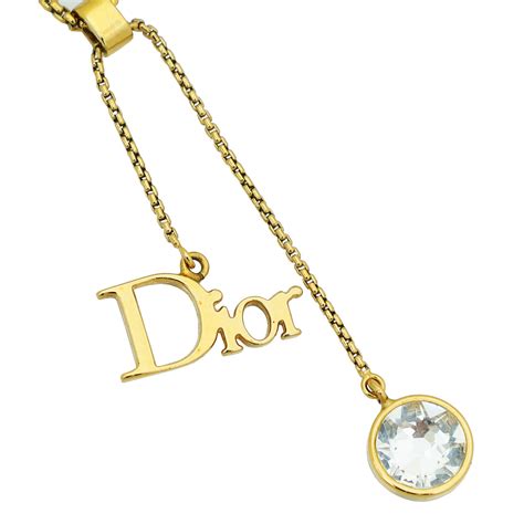 dior necklace 2021|Dior gold finish necklace.